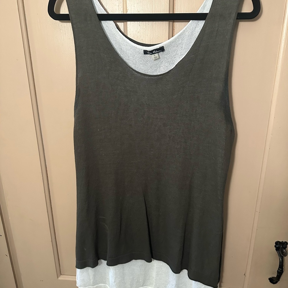 Olive Green and White Layered Tank Top